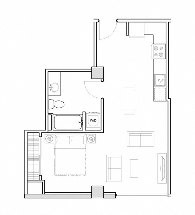 One bedroom floor plan l 3rd Street Flats in Reno NV